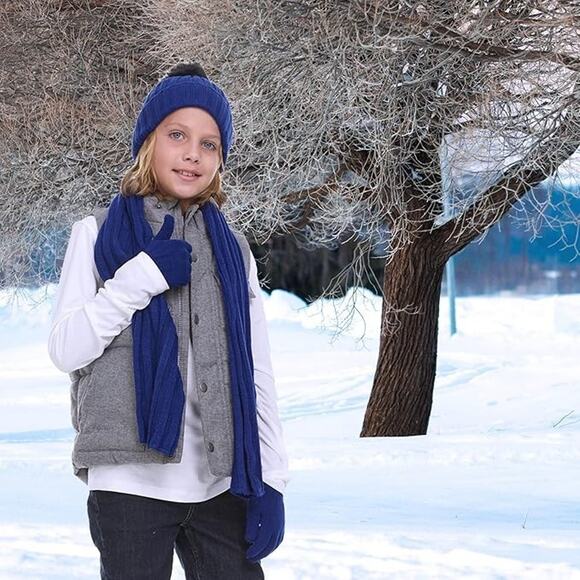 Boys 3 Item Polarwear Winter Kid-Set: Hat, scarf & Glove (Style: Blue1298) - Picture 4 of 5